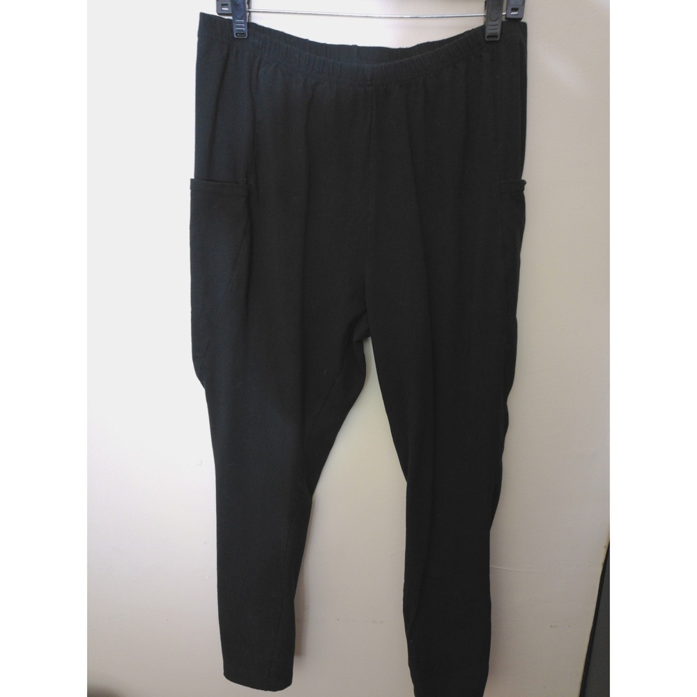 Woman Within Leggings Women L 18/20 Black Pocket Elastic Waist Stretch Casual